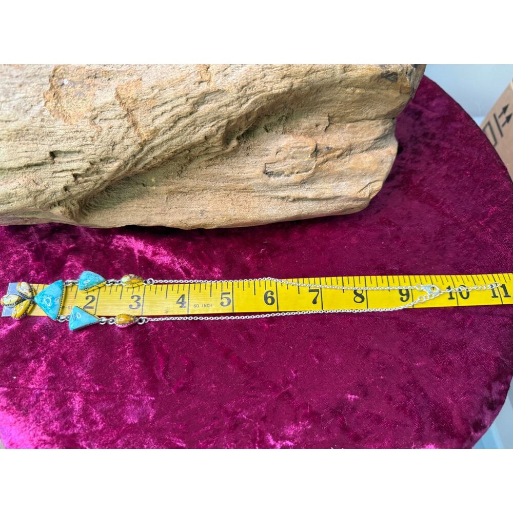 Artisan Turquoise & Silver Statement Necklace Wit… - image 6